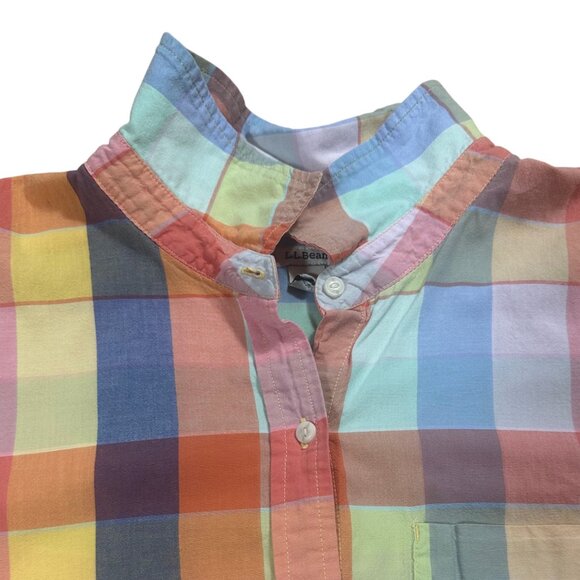 L.L. Bean Rainbow Plaid Button-Up Shirt Long Sleeve Size XL - Picture 3 of 5